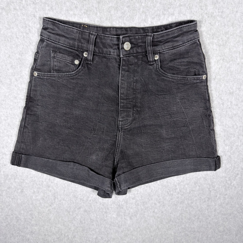 HM Denim Mom Shorts Ultra High Waist Cuffed Black Size 2
